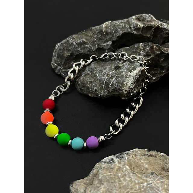 Black Degree-Rainbow Beaded Bracelet