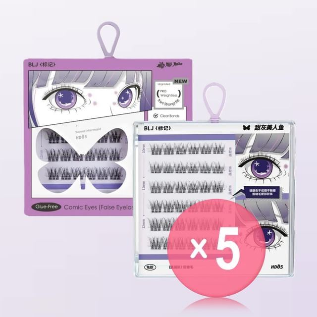 BLJ-Comic Eyes Glue-free False Eyelashes - HD05 5pcs Bundle Set