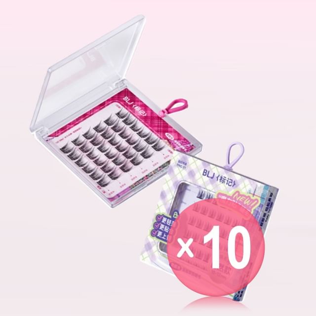 BLJ-Flat Glue Free False Eyelashes - 2 Styles 10pcs Bundle Set
