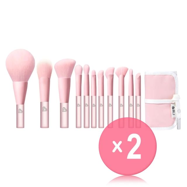 BLJ-Mini Make Up Brush Pouch Set - Pink 2pcs Bundle Set