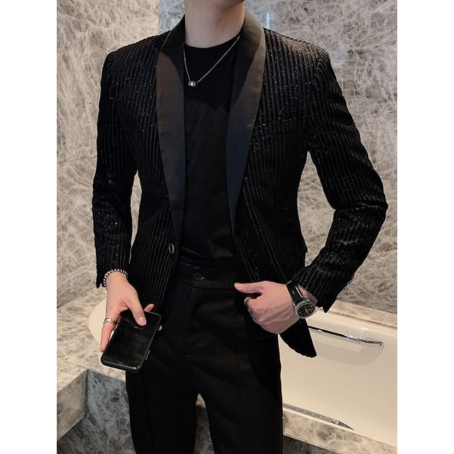 Blueforce-Glitter One Buttoned Blazer