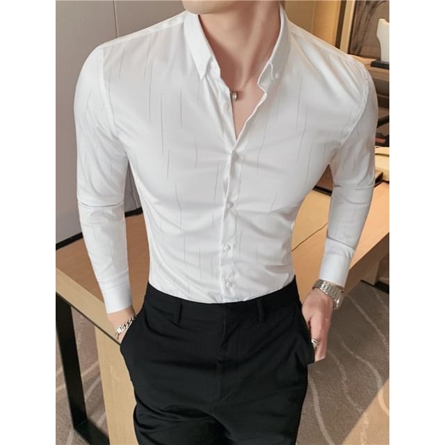 Blueforce-Long Sleeve Pinstripe Button-Up Shirt