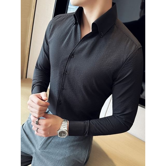 Blueforce-Long-Sleeve Plain Slim Fit Shirt