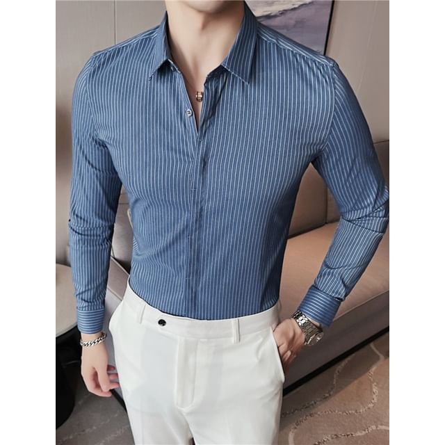 Blueforce-Long-Sleeve Striped Shirt