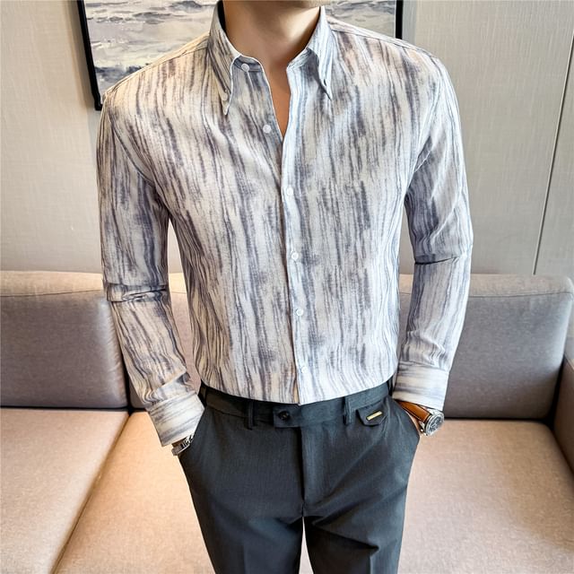 Blueforce-Long-Sleeve Tie Dye Button-Up Shirt