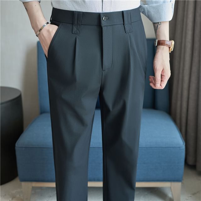 Blueforce-Mid Rise Plain Straight Leg Dress Pants