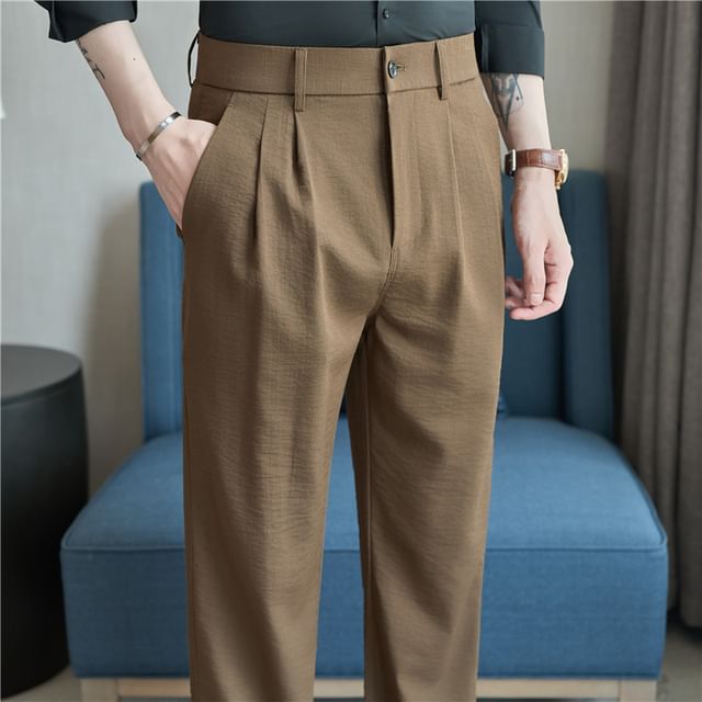 Blueforce-Mid Rise Plain Straight Leg Dress Pants