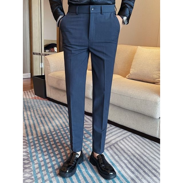 Blueforce-Mid Rise Plain Tapered Dress Pants