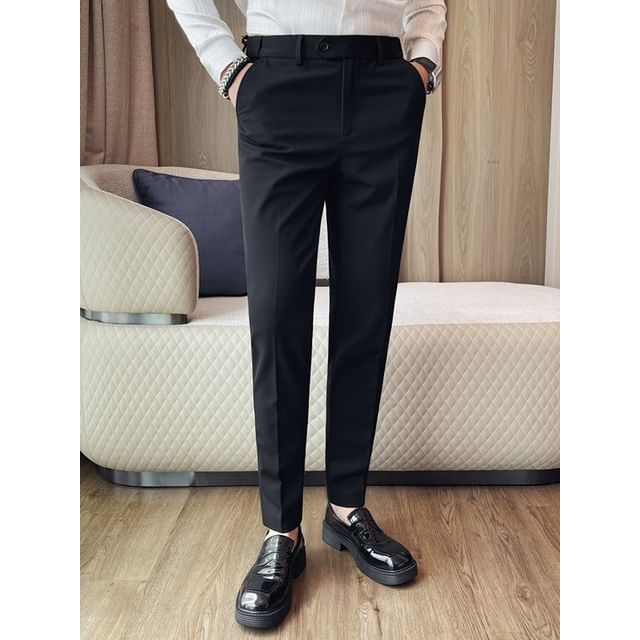 Blueforce-Mid Rise Plain Tapered Dress Pants