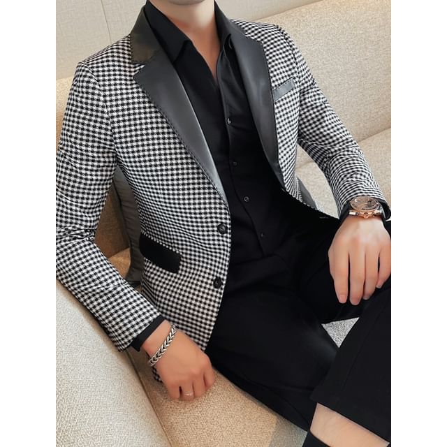 Blueforce-Mini Check Button-Up Tuxedo Blazer