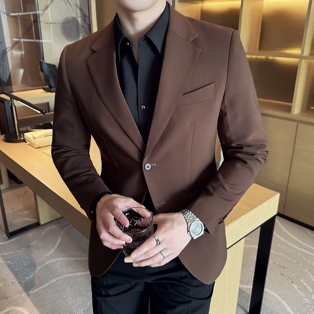 Blueforce-Notch Lapel Plain Single Breasted Blazer