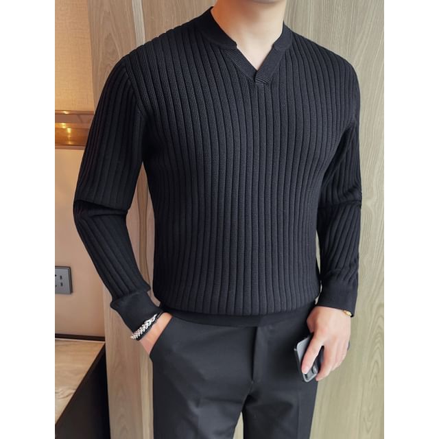 Blueforce-Plain Ribbed Knit Sweater Various Designs