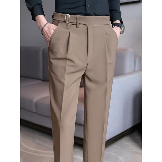 Blueforce-Plain Tailored Pleated Cropped Pants