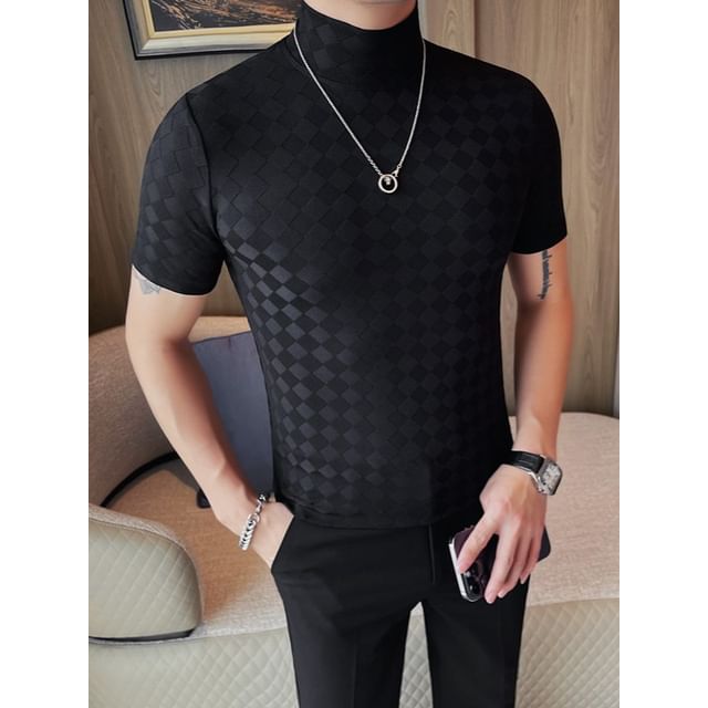 Blueforce-Short Sleeve Checker High Neck T-Shirt