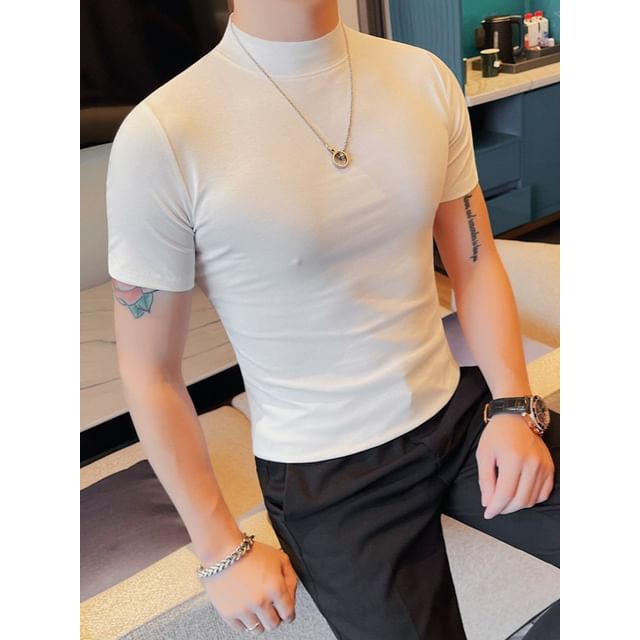 Blueforce-Short Sleeve Plain High Neck T-Shirt