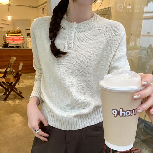 Bolgivy-Henley Plain Sweater