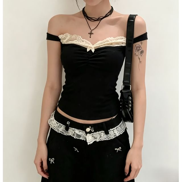 Bolgivy-Lace Panel Camisole Top