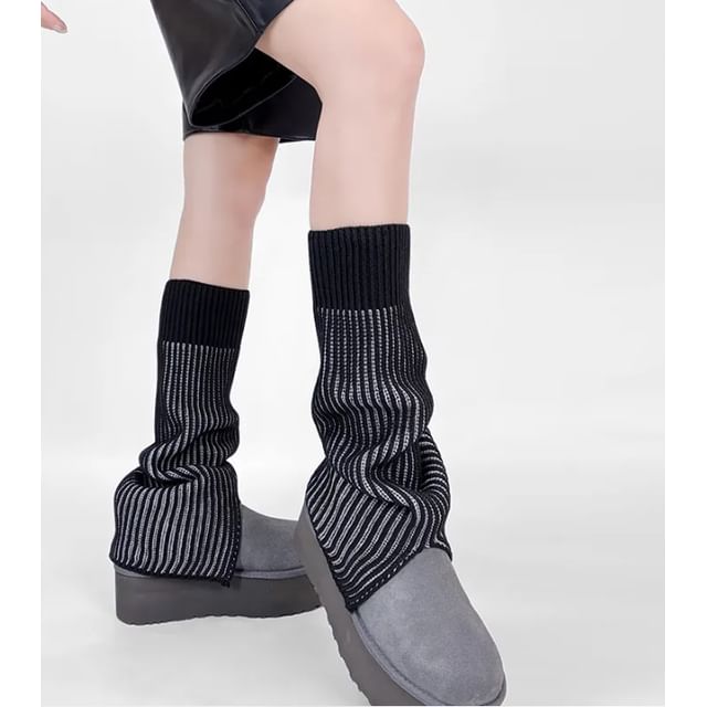 Bolgivy-Slit Ribbed Knit Leg Warmers