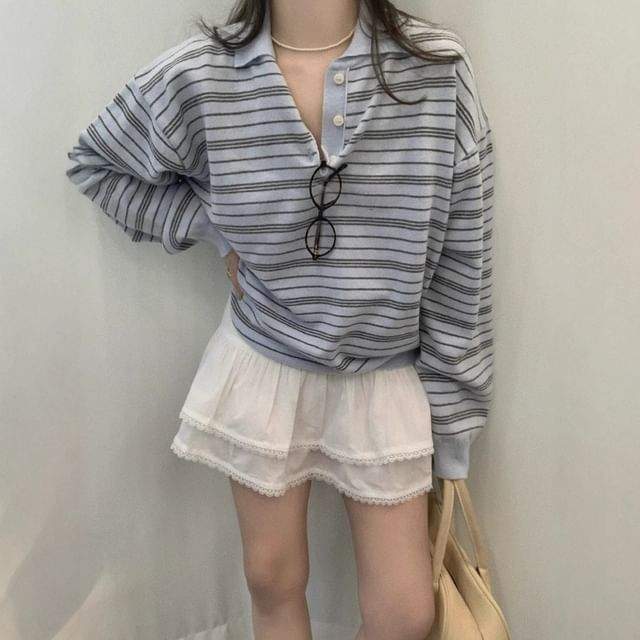 Bolgivy-Striped Polo Sweater