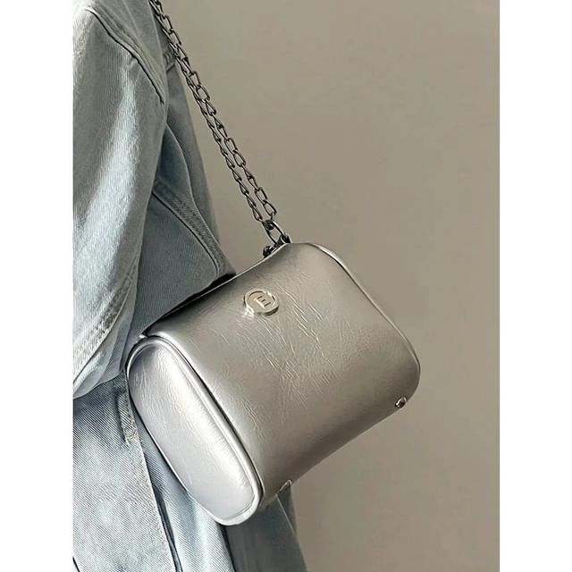 Bolso-Chain Strap Faux Leather Shoulder Bag