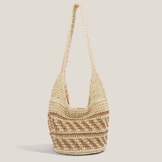 Bolso-Crochet Striped Shoulder Bag