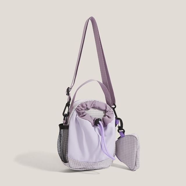 Bolso-Drawstring Plaid Crossbody Bag