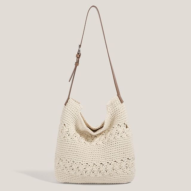 Bolso-Eyelet Knit Shoulder Bag