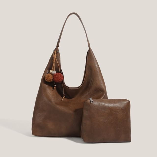 Bolso-Faux Leather Plain Shoulder Bag