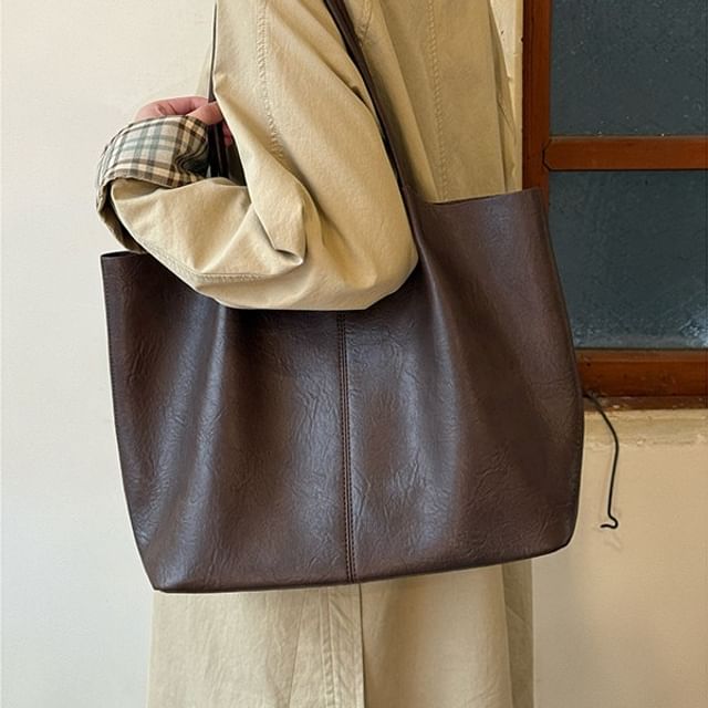 Bolso-Faux Leather Tote Bag