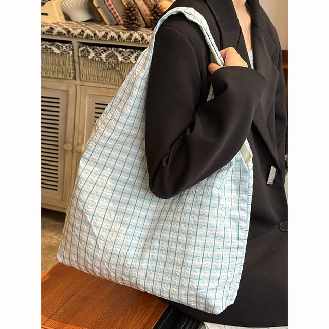 Bolso-Plaid Canvas Tote Bag