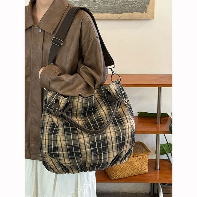 Bolso-Plaid Shoulder Bag