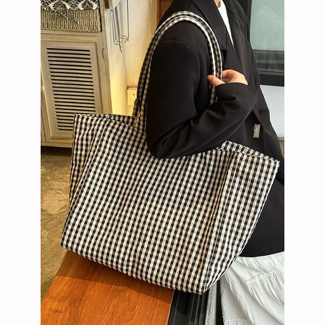 Bolso-Plaid Tote Bag
