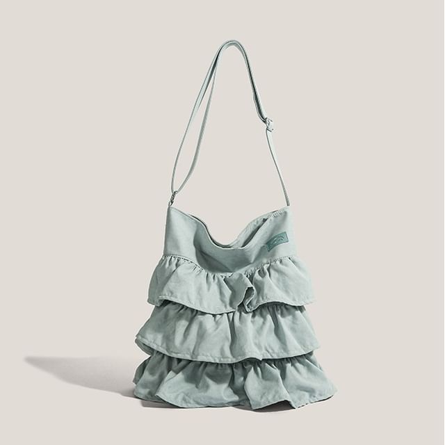 Bolso-Plain Ruffle Shoulder Bag