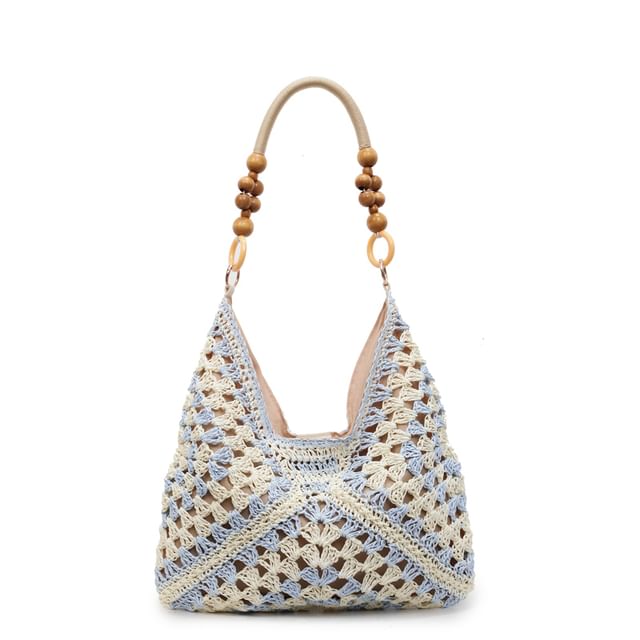 Bolso-Straw Beaded Tote Bag