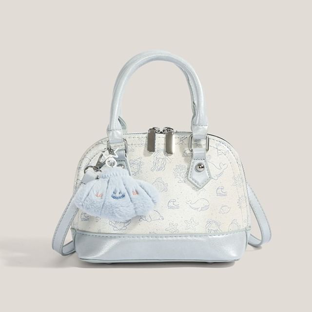 Bolso-Whale Print Crossbody Bag Bag Charm Set