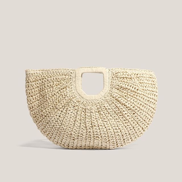Bolso-Woven Crescent Straw Tote Bag