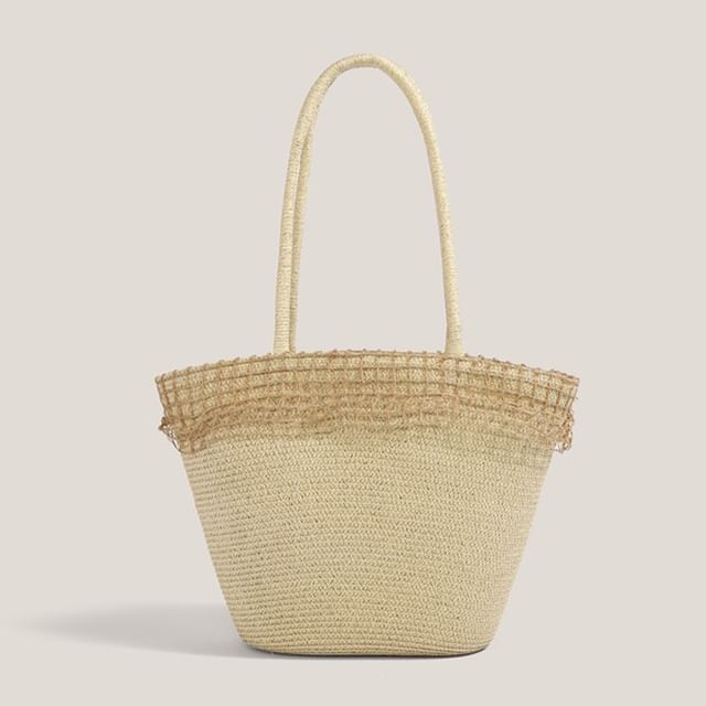 Bolso-Woven Structured Straw Tote Bag