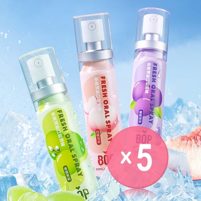 BOP-Tea Fresh Mouth Spray - Spray buccal fraîcheur au thé - 3 saveurs - lot de 5