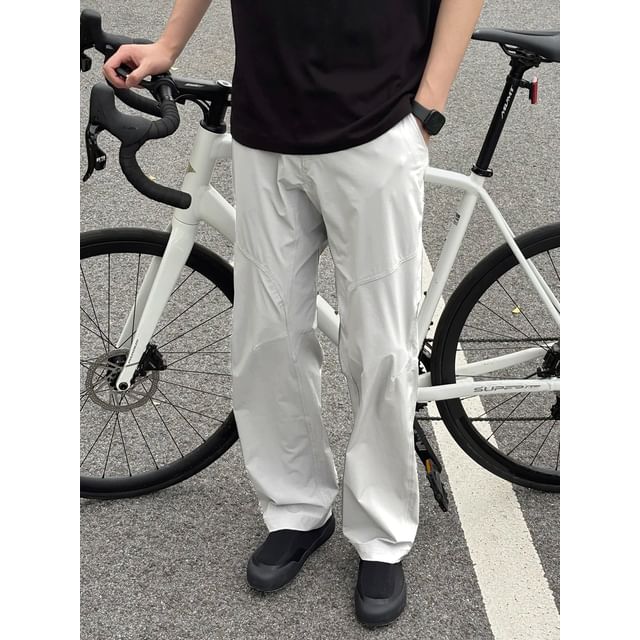 Breeson-Mid Rise Plain Straight Leg Pants