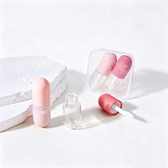Buttermilk-Mini Travel Lip Gloss Container with Applicator Dropper Set