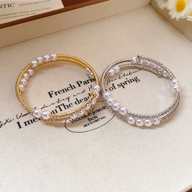 Calafa-Beaded Rhinestone Bangle
