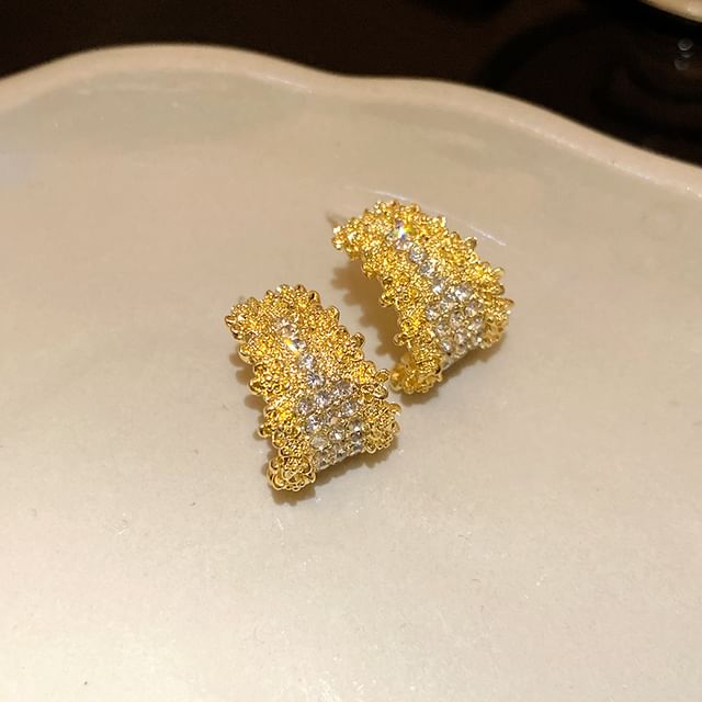 Calafa-CZ Half Hoop Earring