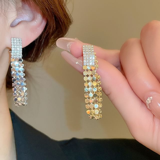 Calafa-CZ Sequin Threader Earring