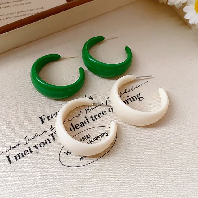 Calafa-Dome Half Hoop Earring Stud Earring