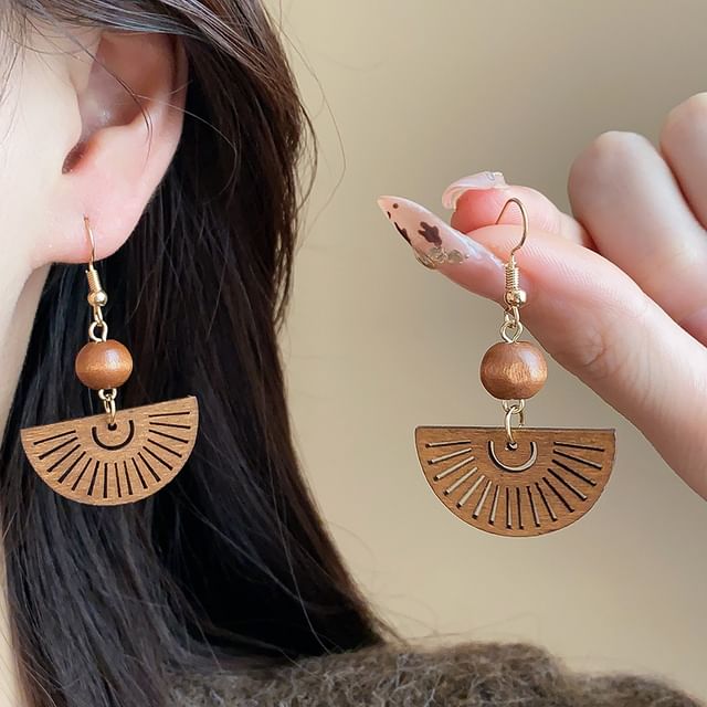 Calafa-Fan Bead Alloy Drop Statement Earring