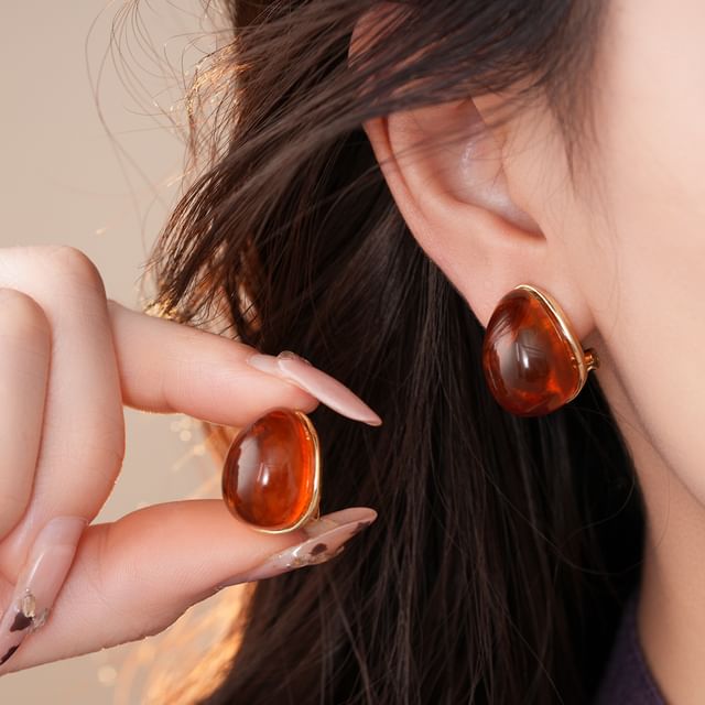 Calafa-Faux Gemstone Alloy Stud Earring