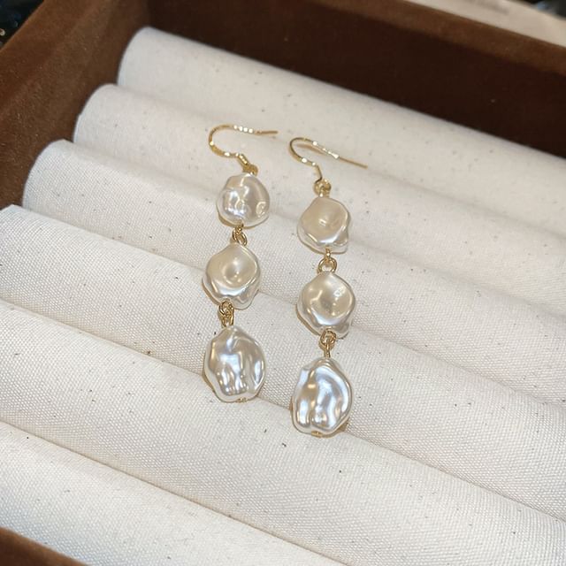 Calafa-Faux Pearl Drop Earring Ear Stud Hook Earring