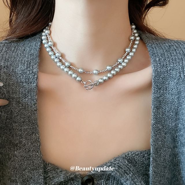 Calafa-Faux Pearl Necklace