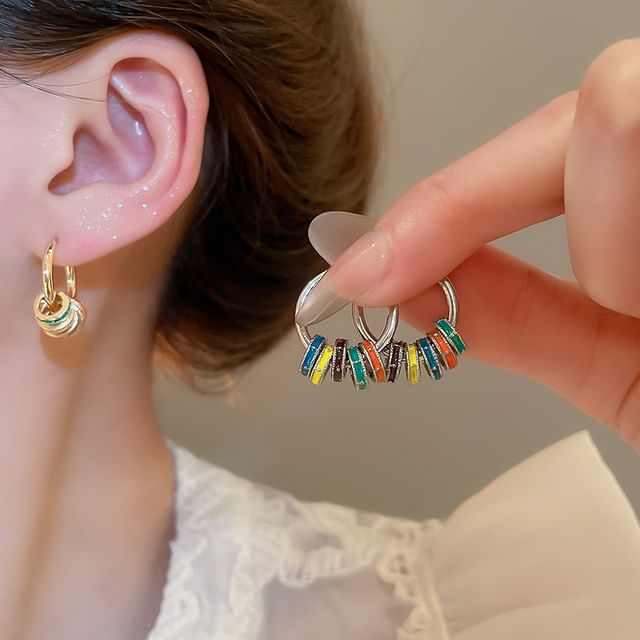 Calafa-Glaze Alloy Hoop Huggie Earring