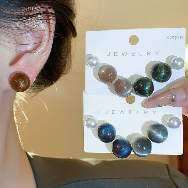 Calafa-Glitter Bead Stud Earring